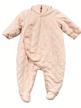 GAP Plush Quilted Baby One-Piece Romper - Soft Pink